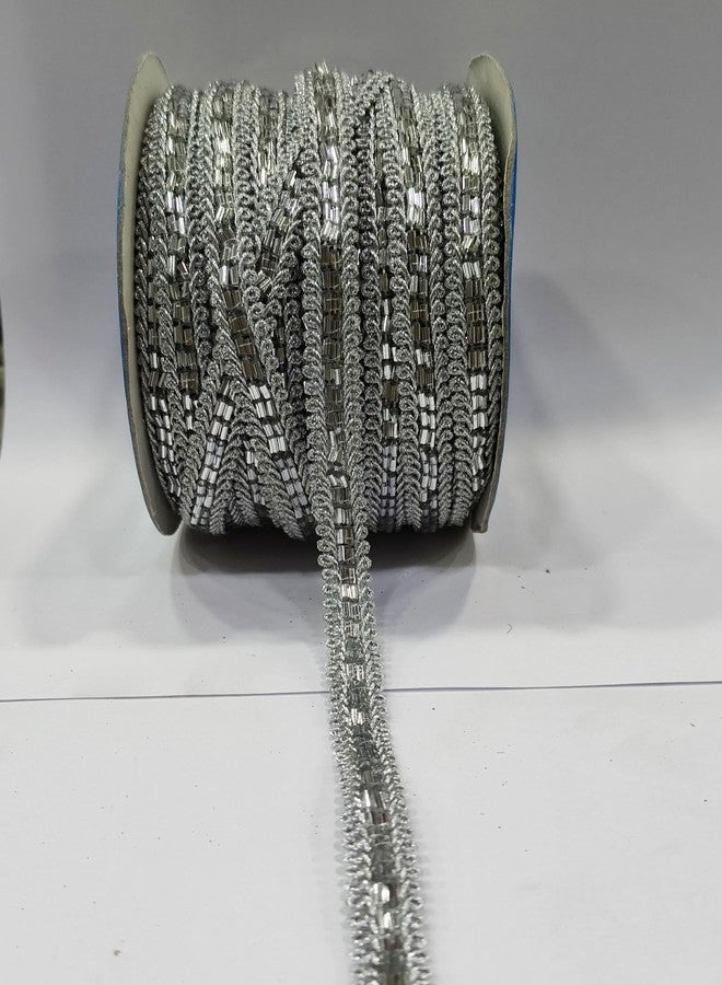 PREMDAS LACES Net Fabric Katdana Nalki Lace for Saree's Border Finetage Pipe Lace for Dresses, Sarees, Lehenga, Suits, Blouses, Dupatta, Chunri and Craft (9meter) (Silver) - Image 4